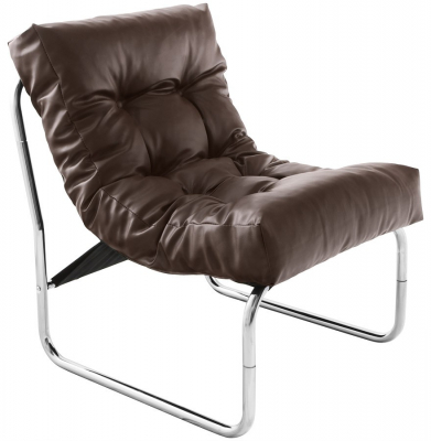 Fotolii - Fotoliu office maro Boudoir fara brate, sezut perna moale tapitata piele ecologica, design modern, AC00680BR - Kokoon
