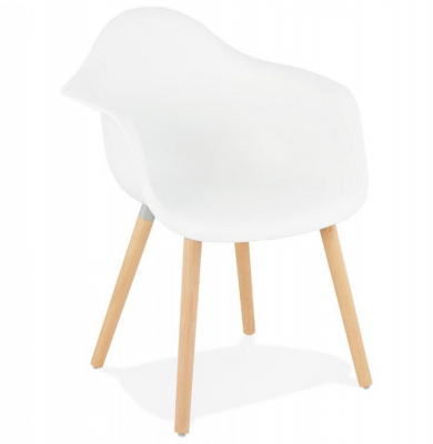 Scaune - Scaun alb stil scandinav Break cu brate inalte, polipropilena / picioare lemn masiv, AC02010WH - Kokoon