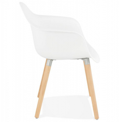 Scaun alb stil scandinav Break cu brate inalte, polipropilena / picioare lemn masiv, AC02010WH - Kokoon [2]