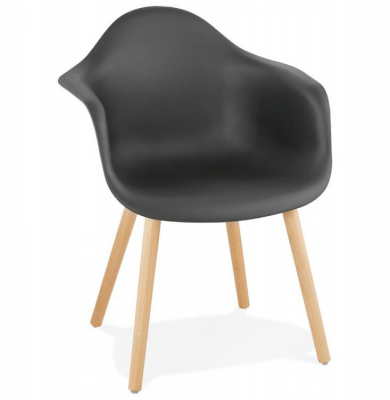 Scaune - Scaun negru premium Break stil scandinav cu brate, polipropilena / picioare lemn masiv, AC02020BL - Kokoon