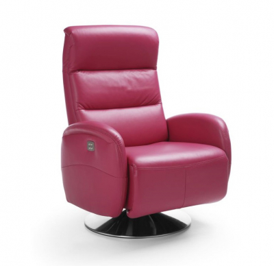 Fotolii - Fotoliu cu recliner manual/electric Arosa, baza rotativa metalica, tapiterie personalizabila , AROSA 1TV(B) PIELE GR 2 - Gala Collezione