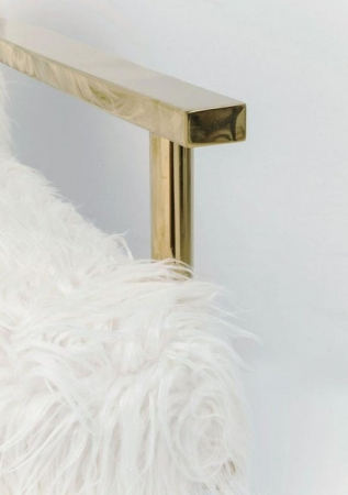 Fotoliu de design pufos Fluffy cu blanita alba si picioare aurii, 82669 - King [6]