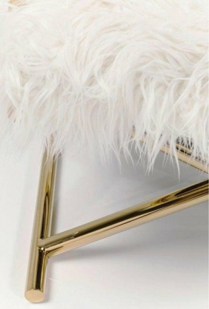 Fotoliu de design pufos Fluffy cu blanita alba si picioare aurii, 82669 - King [4]