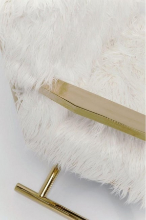 Fotoliu de design pufos Fluffy cu blanita alba si picioare aurii, 82669 - King [5]