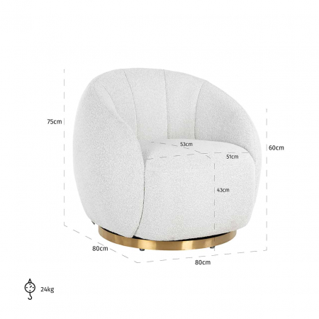 Fotoliu pivotant Jago alb boucl√© / auriu periat (Copenhaga 900 Boucl√© Alb), S4530 WHITE BOUCLé - Richmond Interiors [4]