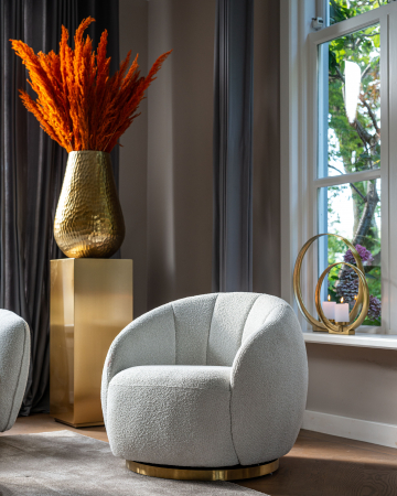 Fotoliu pivotant Jago alb boucl√© / auriu periat (Copenhaga 900 Boucl√© Alb), S4530 WHITE BOUCLé - Richmond Interiors [6]
