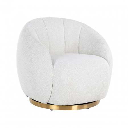 Produse - Fotoliu pivotant Jago alb boucl√© / auriu periat (Copenhaga 900 Boucl√© Alb), S4530 WHITE BOUCLé - Richmond Interiors