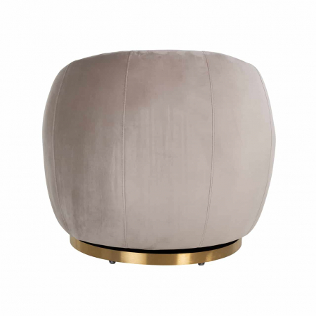 Fotoliu de lux rotund rotativ catifea bej/gri Hanne, baza aurie otel, S4530 KHAKI VELVET - Richmond Interiors [2]