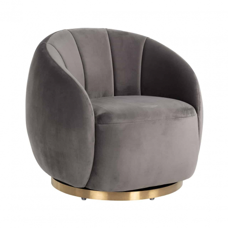 Fotoliu de lux rotund rotativ catifea bej/gri Hanne, baza aurie otel, S4530 KHAKI VELVET - Richmond Interiors [5]