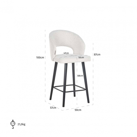 Fotoliu de serviciu Savoy alb boucl√© (Copenhaga 900 Boucl√© Alb), S4561 WHITE BOUCLE - Richmond Interiors [4]