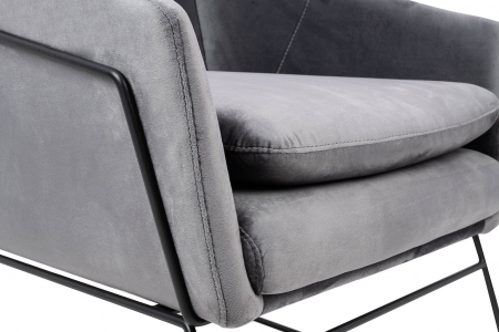 Fotoliu design Lucas tapitat catifea verde/galbena/gri/neagra, picioare negre metal, MSE011000308.V41 - King [30]