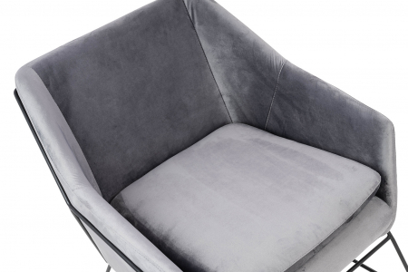 Fotoliu design Lucas tapitat catifea verde/galbena/gri/neagra, picioare negre metal, MSE011000308.V20 - King [23]