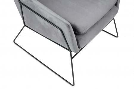 Fotoliu design Lucas tapitat catifea verde/galbena/gri/neagra, picioare negre metal, MSE011000308.V20 - King [24]