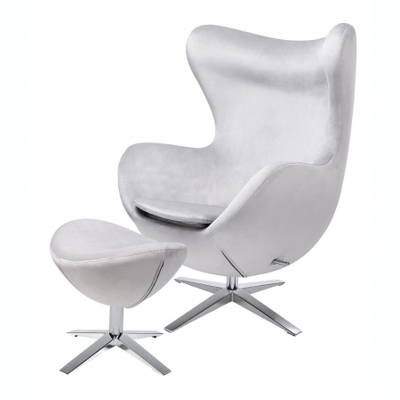 Fotolii - Fotoliu design lux cu taburet Egg Wide Velvet, diverse culori, velur/baza otel crom, HE-066.HM8.OTTO.37 - King