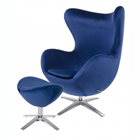 Fotolii - Fotoliu design lux cu taburet Egg Wide Velvet, diverse culori, velur/baza otel crom, HE-066.HM8.OTTO.49 - King