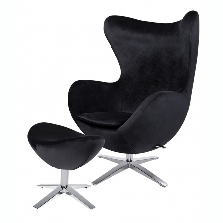 Fotolii - Fotoliu design lux cu taburet Egg Wide Velvet, diverse culori, velur/baza otel crom, HE-066.HM8.OTTO.50 - King