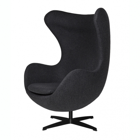 Fotoliu design lux Egg Classic Black, diverse culori, lana casmir/baza neagra aluminiu, JH-026.MARCHEWKA.38B - King [21]