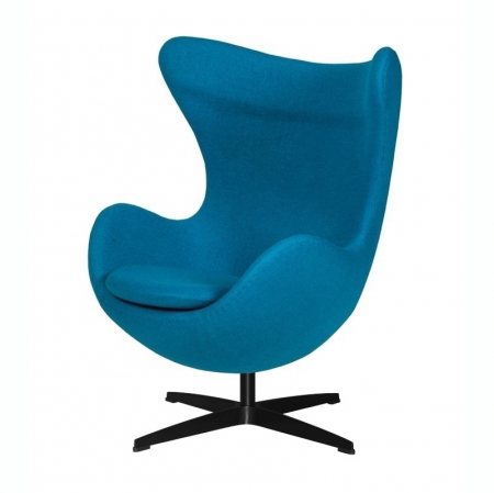 Fotolii - Fotoliu design lux Egg Classic Black, diverse culori, lana casmir/baza neagra aluminiu, JH-026.C.TURKUS.16.B - King