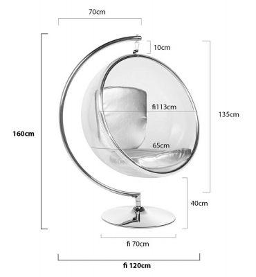 Fotoliu design lux tip bula suspendat Bubble Stand, diverse culori, lana casmir/cadru otel cromat, JH-200.17W - King [4]