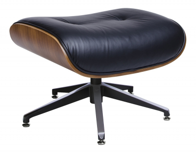 Fotoliu design lux Tokyo cu taburet, piele neagra naturala/lemn nuc sau trandafir, baza neagra otel,KH1501100140- King [3]