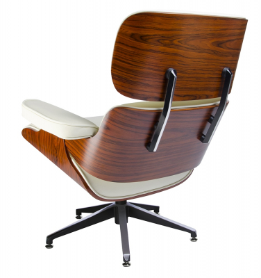 Fotoliu design lux Tokyo, piele naturala alba/lemn nuc sau trandafir/baza metalica neagra, T044.WHITE - King [8]