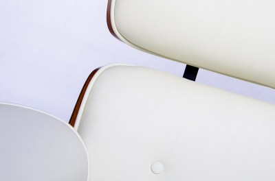 Fotoliu design lux Tokyo, piele naturala alba/lemn nuc sau trandafir/baza metalica neagra, T044.WHITE - King [3]