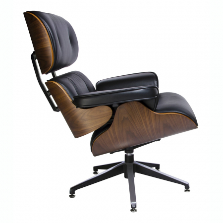 Fotoliu design lux Tokyo, piele naturala neagra/lemn nuc, trandafir, frasin/baza neagra metalica, KH1501100144 - King [4]