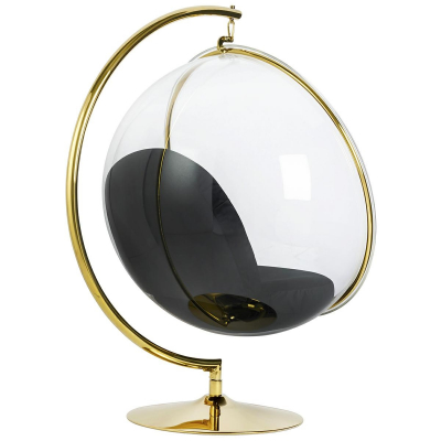 Fotoliu design lux tip bula suspendat Bubble Stand Gold, velur negru/cadru otel auriu, JH200-1.BLACK.VELVET - King [2]