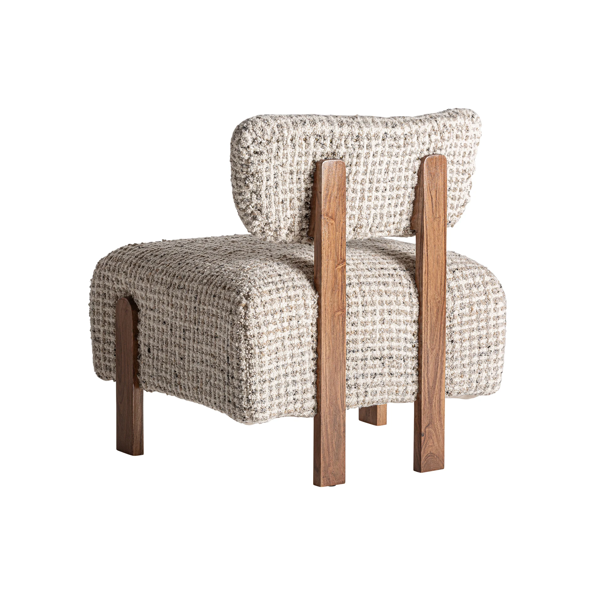 Fotoliu din Lana si Lemn de Acacia, Maro, 65x65x75 cm, Stil Art Deco - VicalHome 35000 [14]