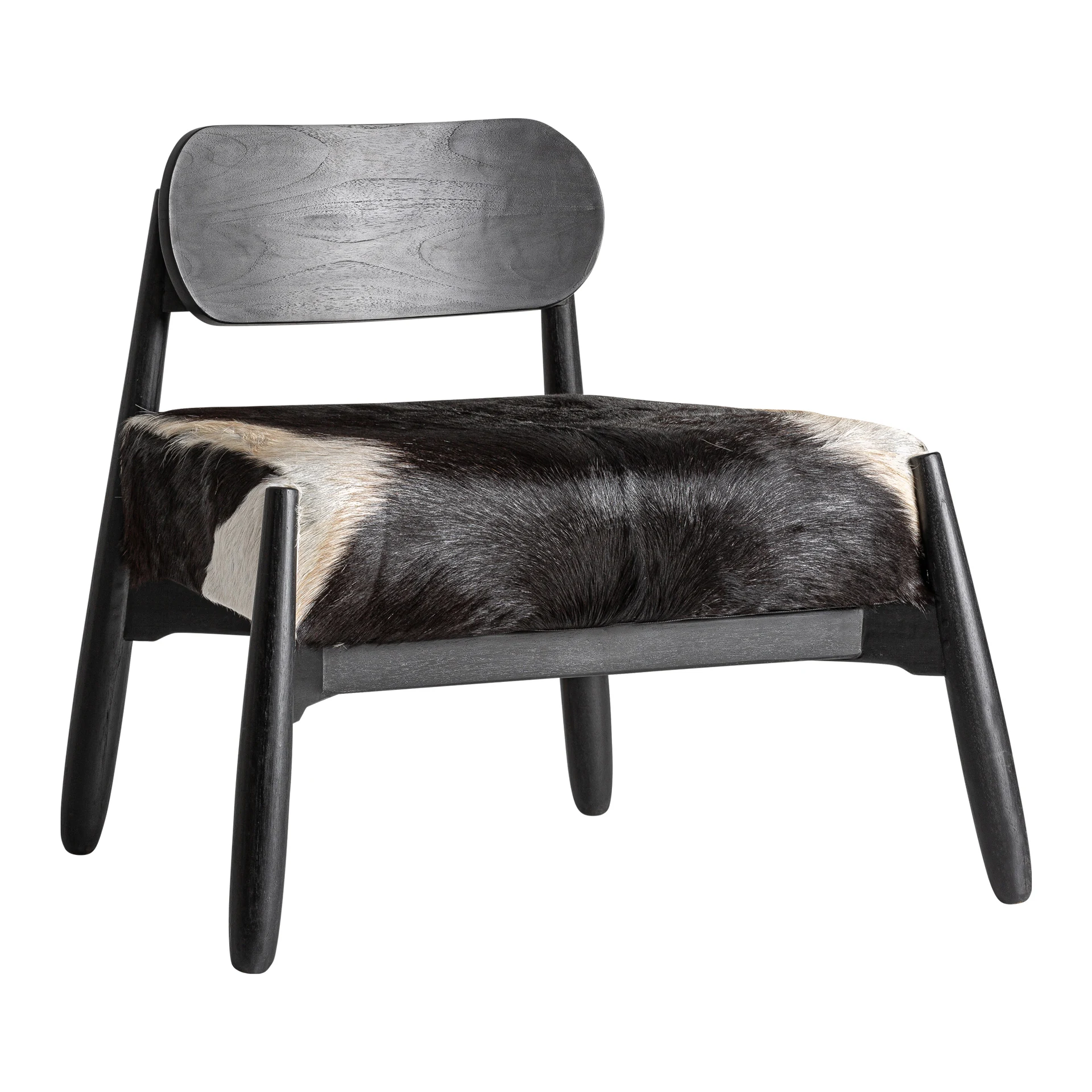 Produse - Fotoliu din Piele si Lemn de Tec, Negru, 80x67x71 cm, Stil Contemporan - VicalHome 37747