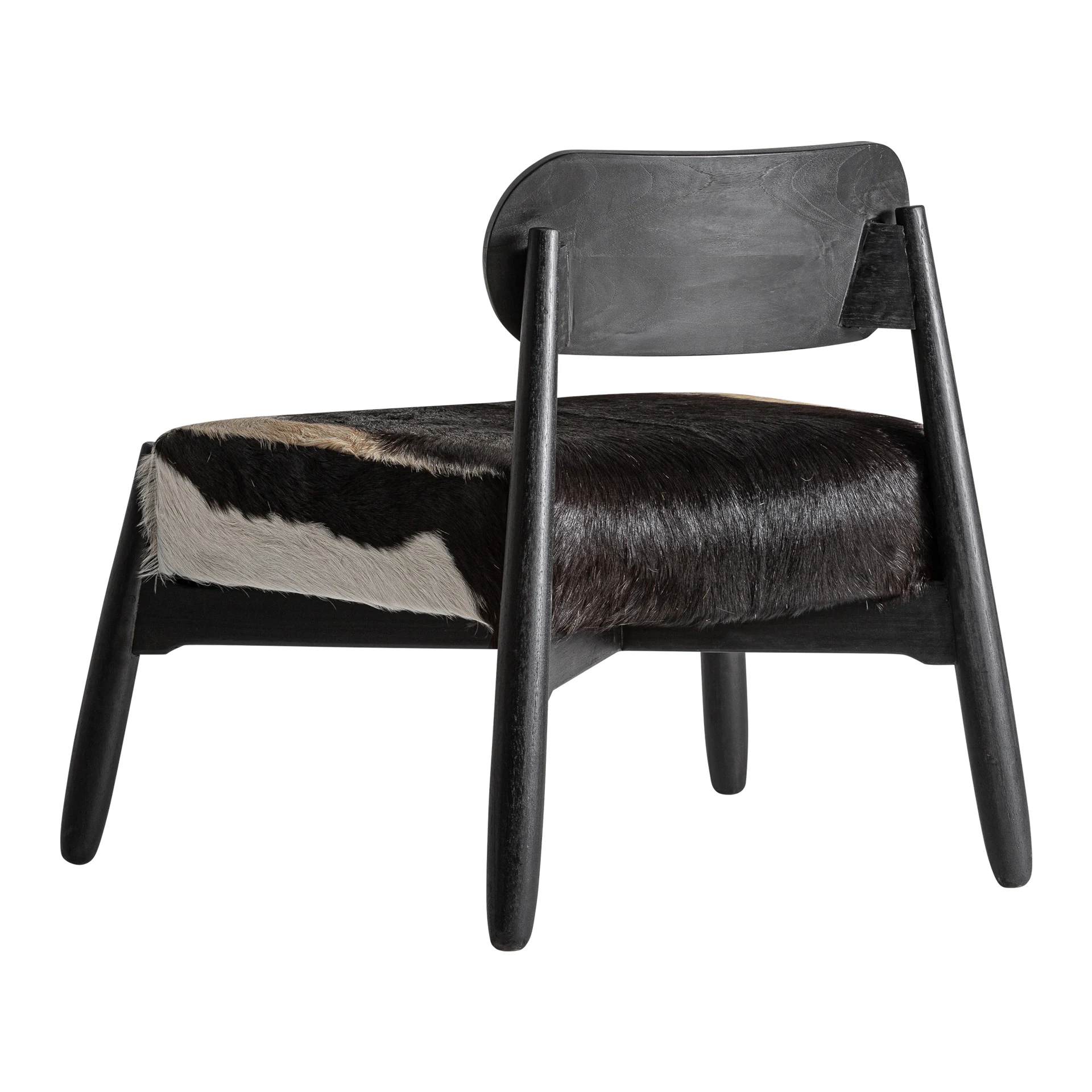 Fotoliu din Piele si Lemn de Tec, Negru, 80x67x71 cm, Stil Contemporan - VicalHome 37747 [3]