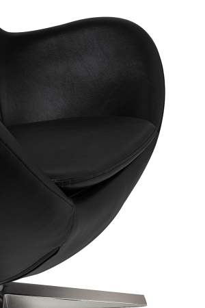 Fotoliu Egg Szeroki Pu 80x70x110 cm, Negru - King Home [15]