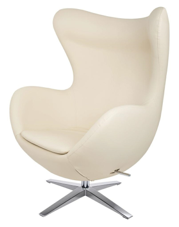 Produse - Fotoliu Egg Szeroki Pu 80x70x110 cm, Piele Ecologică Bej Oțel Lustruit - King Home