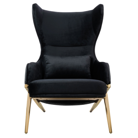 Fotoliu Hampton Velvet 71x90x110 cm, Piele Ecologică Negru Auriu - King Home [4]