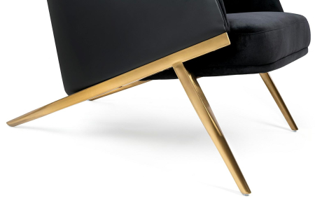 Fotoliu Hampton Velvet 71x90x110 cm, Piele Ecologică Negru Auriu - King Home [8]