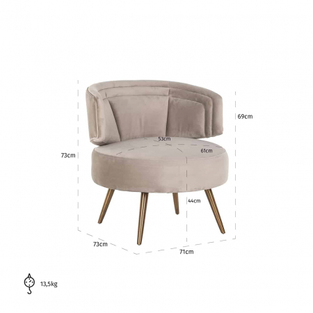 Fotoliu Hazel kaki catifea ignifugată (Quartz Khaki 903), S4559 KHAKI VELVET - Richmond Interiors [4]