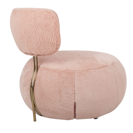 Fotoliu Low Teddy Pink 73x80x69 cm, Oțel Roz - King Home [1]