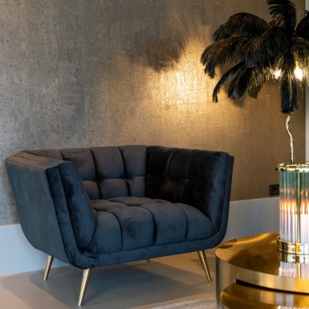Fotoliu lux elegant catifea antracit Grama, picioare otel inoxidabil auriu, 110x91 cm, S5125 ANTRACIET VELVET - Richmond Interiors [6]