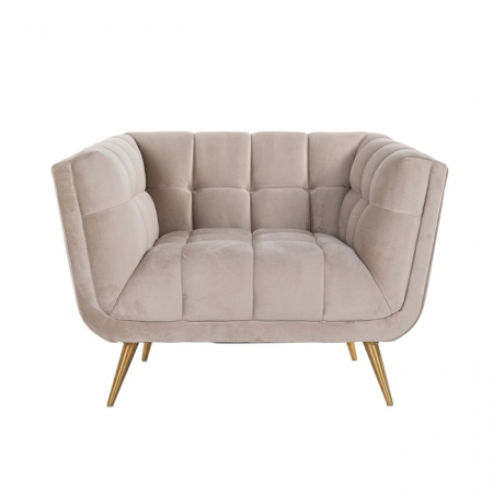 Fotoliu lux elegant catifea bej Grama, picioare otel inoxidabil auriu, 110x91 cm, S5125 KHAKI VELVET - Richmond Interiors [2]
