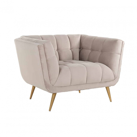Fotolii - Fotoliu lux elegant catifea bej Grama, picioare otel inoxidabil auriu, 110x91 cm, S5125 KHAKI VELVET - Richmond Interiors