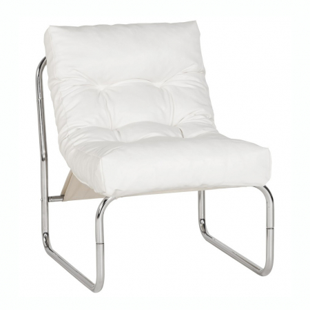 Fotolii - Fotoliu office alb Boudoir fara brate, sezut perna pufoasa tapitata piele ecologica, design modern, AC00270WH - Kokoon