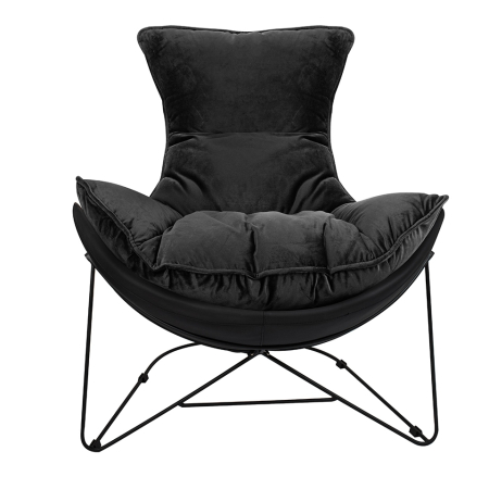 Fotoliu Otilia Stand Velvet 90x100x90 cm, Piele Ecologică Negru - King Home [1]