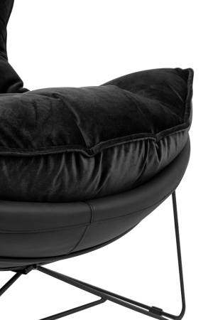 Fotoliu Otilia Stand Velvet 90x100x90 cm, Piele Ecologică Negru - King Home [7]