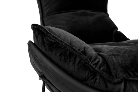 Fotoliu Otilia Stand Velvet 90x100x90 cm, Piele Ecologică Negru - King Home [6]