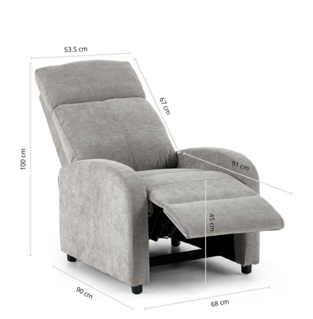Fotoliu Relax Premium 67x80x100 cm, Gri Deschis - King Home [13]