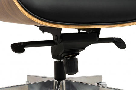 Fotoliu rotativ Jepson tapiterie piele naturala italiana neagra, lemn nuc, design lux, T044.OFFICE.BL - King [5]