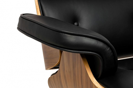 Fotoliu rotativ Jepson tapiterie piele naturala italiana neagra, lemn nuc, design lux, T044.OFFICE.BL - King [6]