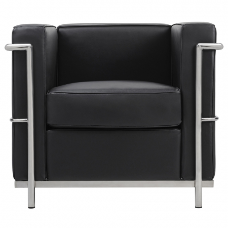 Fotolii - Fotoliu Soft LC2 - PIELE NATURALA, CULOARE NEGRU cu CROM, T011A-1S.BLACK - King