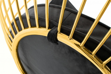 Fotoliu suspendat auriu Rise tip bula, sezut velur negru, design lux, PH5994 - King [4]