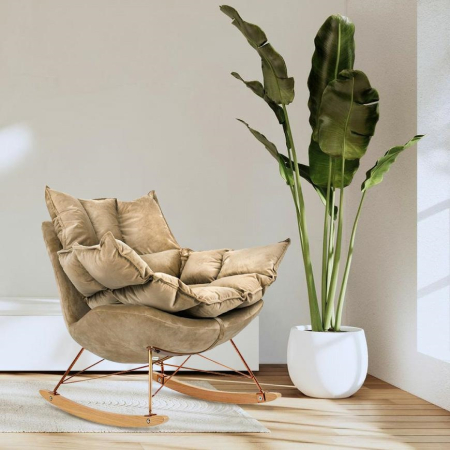 Fotoliu Swing Velvet 98x95x89 cm, Khaki - King Home [6]